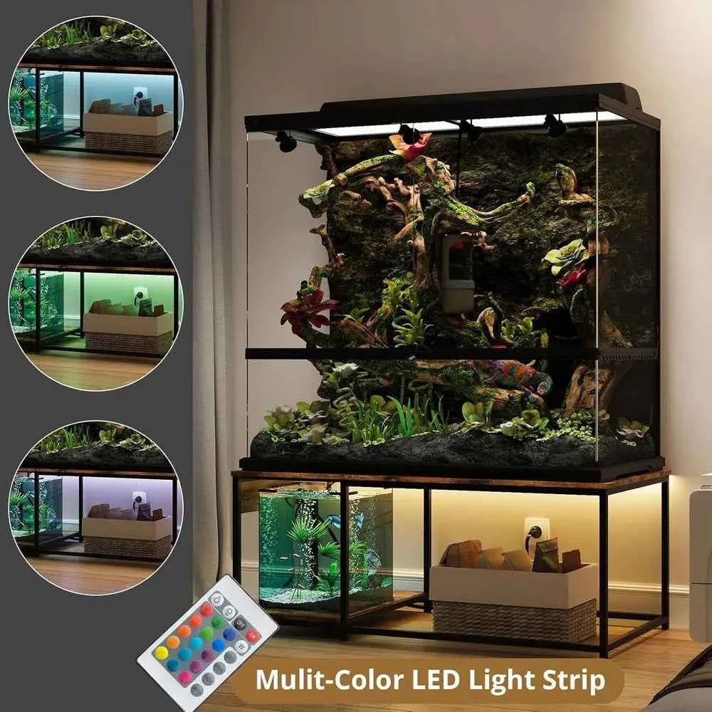 4x2x2 Reptile Enclosure Stand – 48"x24" Tall Reptile Tank Stand or 120 Gallon Aquarium Stand, Bearded Dragon Cage, Snake Enclosu
