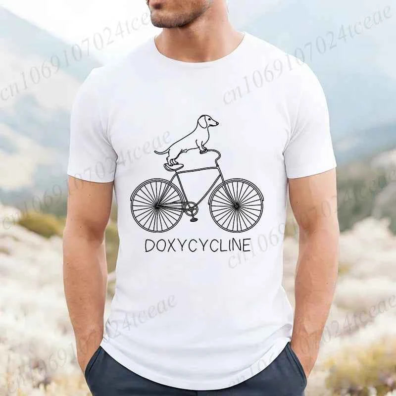 Dachshund Bicycle Printed Graphic T Shirts For Men Casual O Neck Short Sleeve T-Shirts Fashion Streetwear Vintage Male Tops