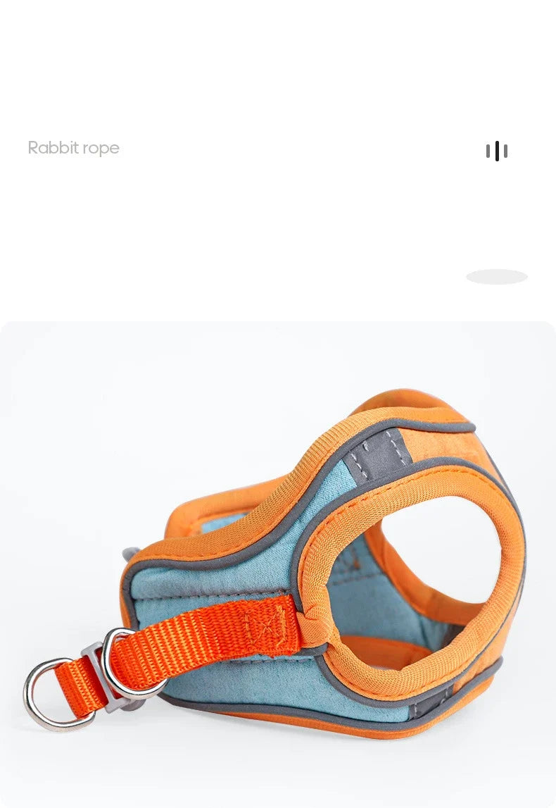 Adjustable Bunny Harness and Leash Set Double Buckle with Reflective Strips Rabbit Vest Pets Stuff Suitable for Rabbit Walks