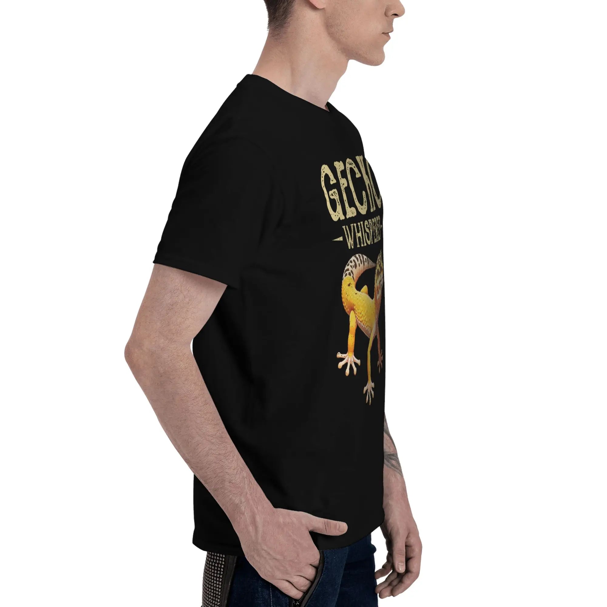 Gecko Whisperer Lizard Reptile Lover Cute Leopard Gecko Men T-Shirt Clothes Tees Short Sleeve fugees 100% Cotton