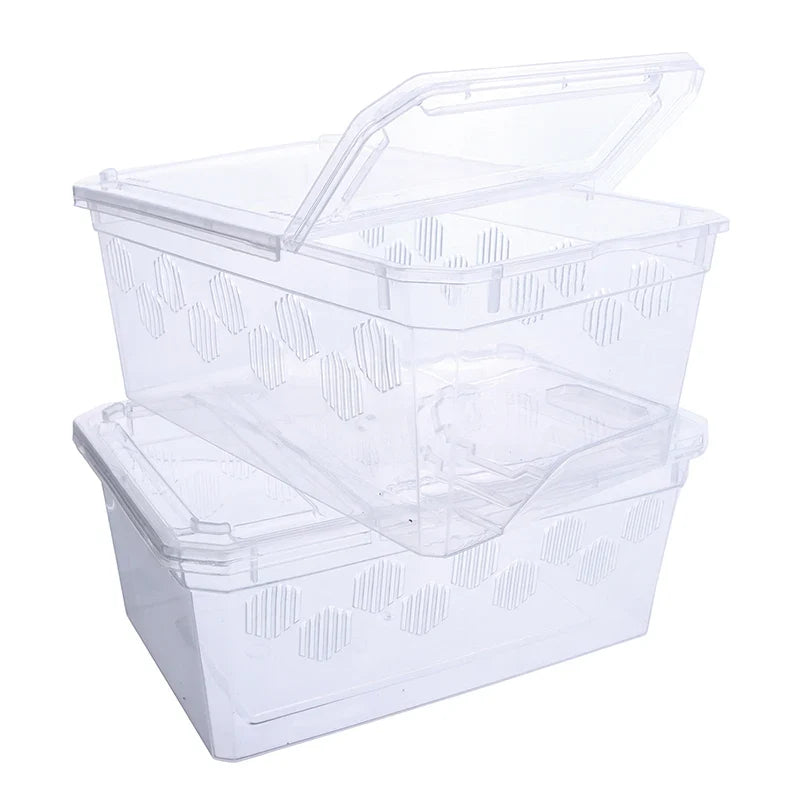 Reptile Tank Insect Spiders Tortoise Lizard Plastic Transparent Reptile Breeding Box Vivarium With Balcony Feeding Supplies