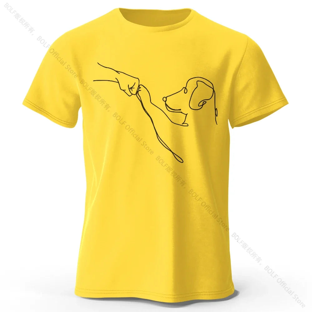 The Dog Friend Printed Modern Minimalist 100% Cotton T-Shirt, Lightweight Round Neck Short Sleeve Tee, Unisex Everyday Wear