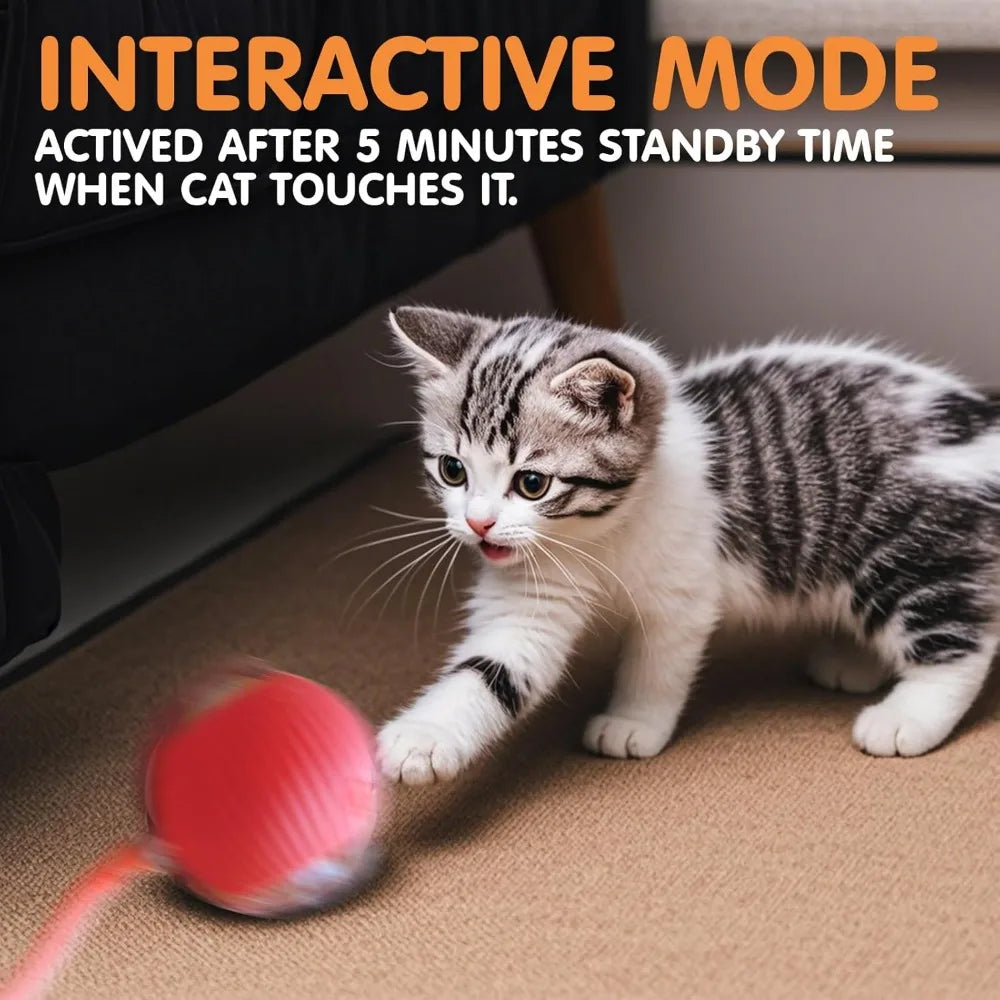 Pet Toy Ball with Tail Rope,Smart Automatic Pet Chase Ball Toy, Upgraded Speedy Tail Kitten Toy for Bored Indoor Adult Pets