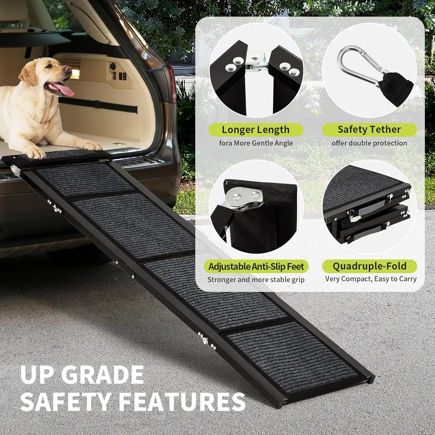 HiMISS Folding Aluminum Dog Ramp - Non-Slip Portable Pet Ramp