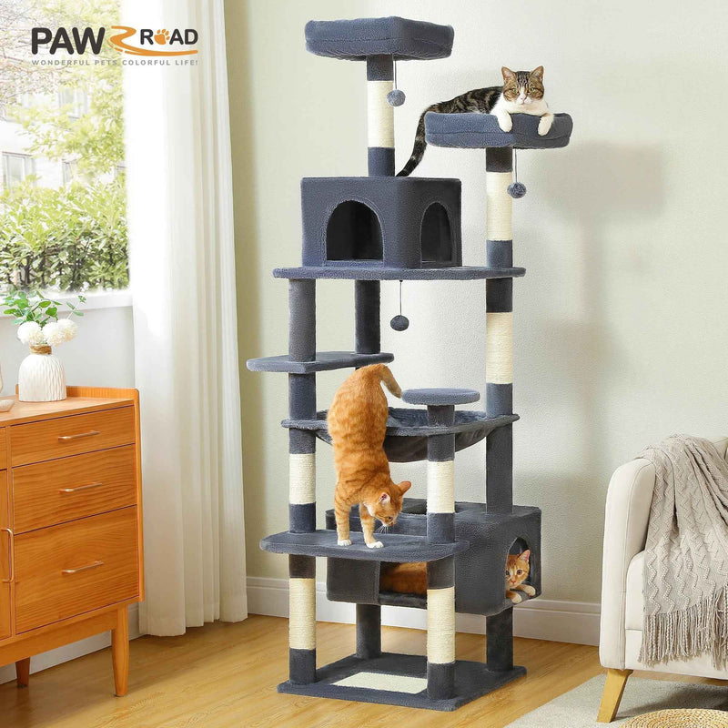 PAWZ Road 72" Large Cat Tree Tower with Hammock and Condo