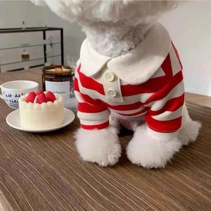 Striped Dog Shirt for Small Dogs Breathable Cotton Pet T-Shirt for Teddy Bichon Schnauzer Spring Summer Autumn Puppy Clothes