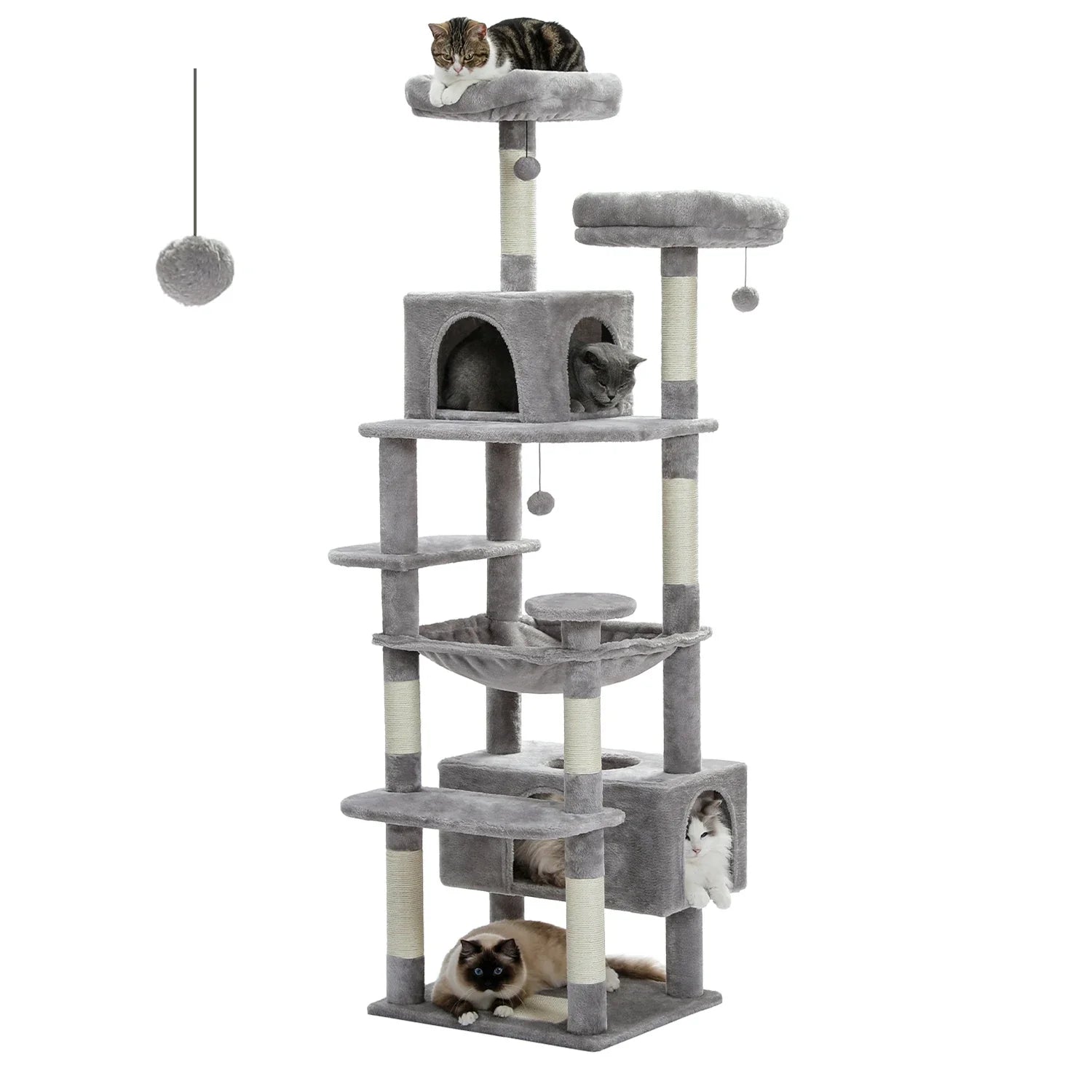 PAWZ Road 72" Large Cat Tree Tower with Hammock and Condo