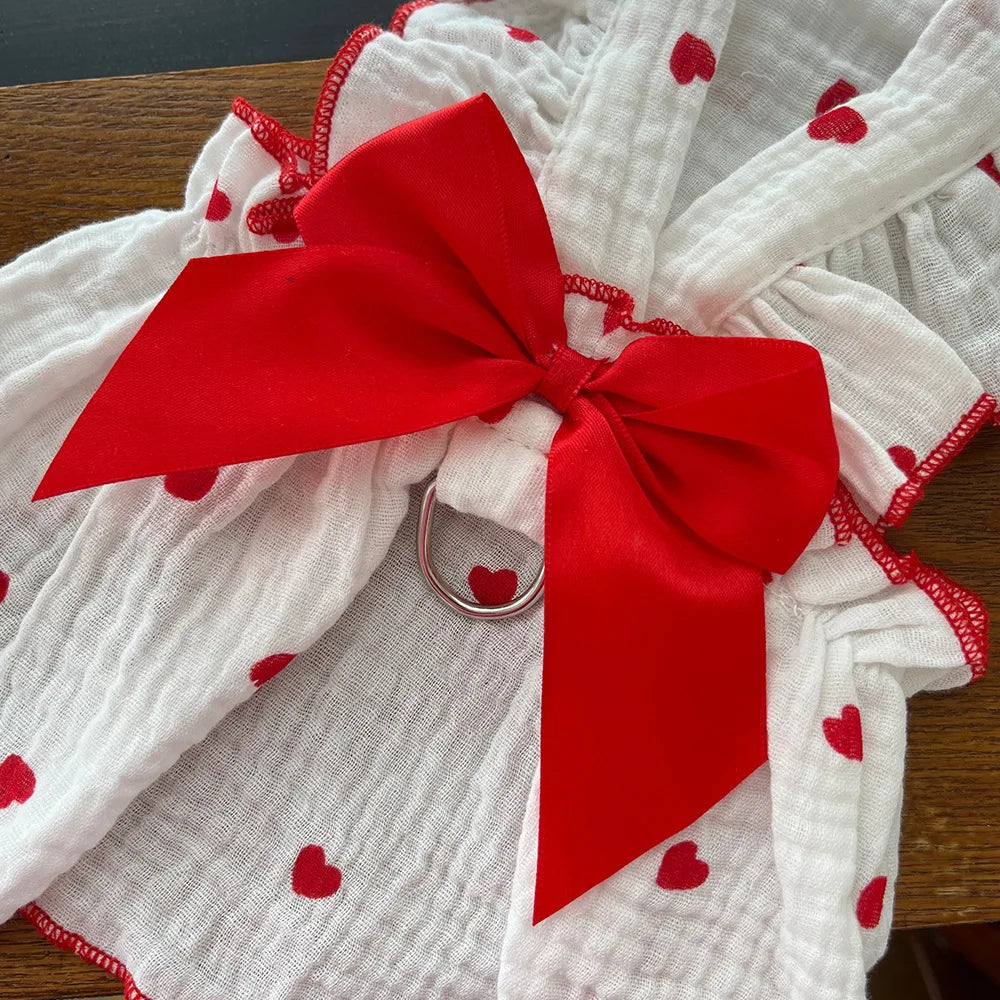 Pet dresses clothes for spring and summer dogs cats teddy bears Pomeranians plush toys hearts all cotton fabric