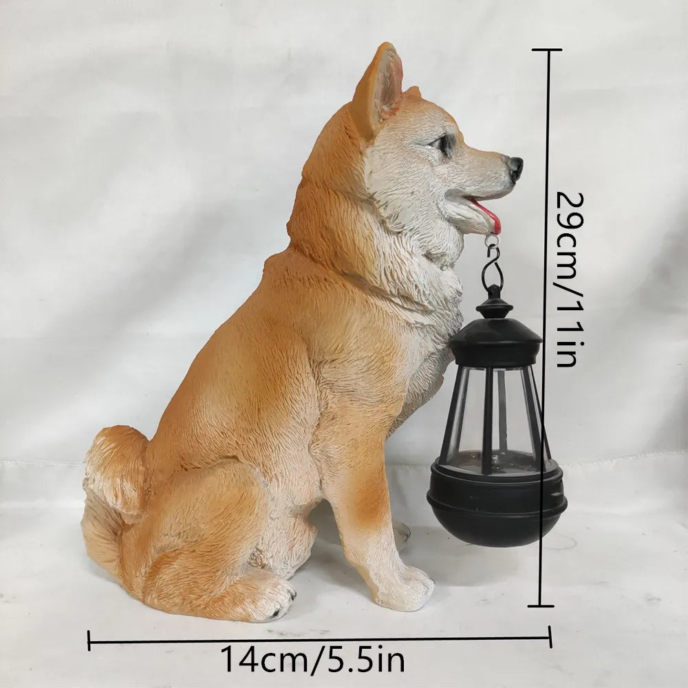 GoldenRetriever GermanShepherd Rottweiler,Statue Outdoor with SolarLed Home GardenDecoration Windproof Lamp RealisticDog Decor