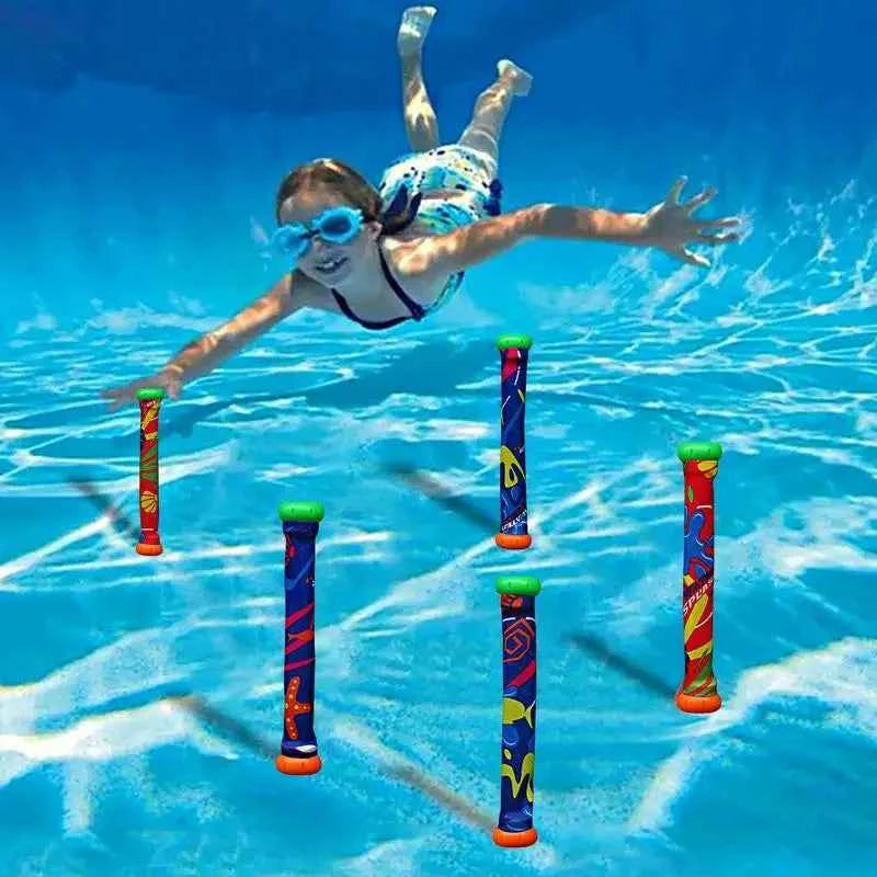 Pool Diving Sticks - 5-Piece Underwater Toy Set for Kids