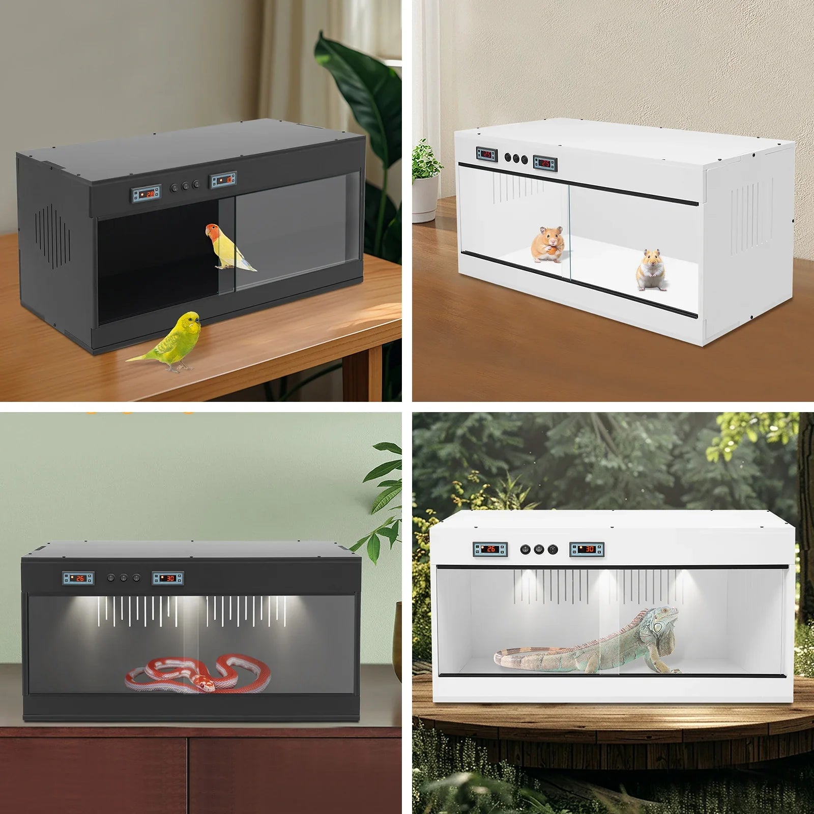 Reptile Lounge Habitat with Glass Sliding Door and Intelligent Thermostat 80*40*40cm Reptile Breeding Box LCD Reptile Pet Box