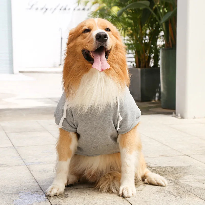 Pet Hoodies for Large Dogs Spring and Autumn Fleece Golden Retriever Sweatshirt with Hat and Zip Pocket Pet Clothing