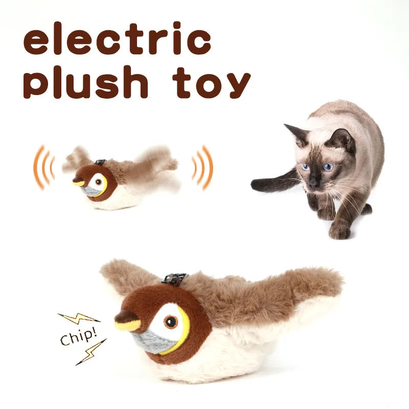 Pet Toy Hot Simulated Bird Cat Toy Interactive Toys Dog Rechargeable Chirping Flapping Bird(no Flying) Touch Activated Plush