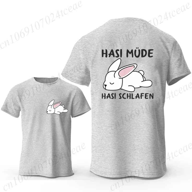 Bunny Is Tired T Shirts Lazy Bunny Shirts Cute Rabbit Graphic Tee Women Short Sleeve Casual Tops Lazy Streetwear Fashion T-shirt