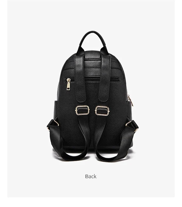 FOXER Brand Genuine Leather + Microfiber Women's Backpack Fashion Female Travel Bag Large Capacity Waterproof Backpack