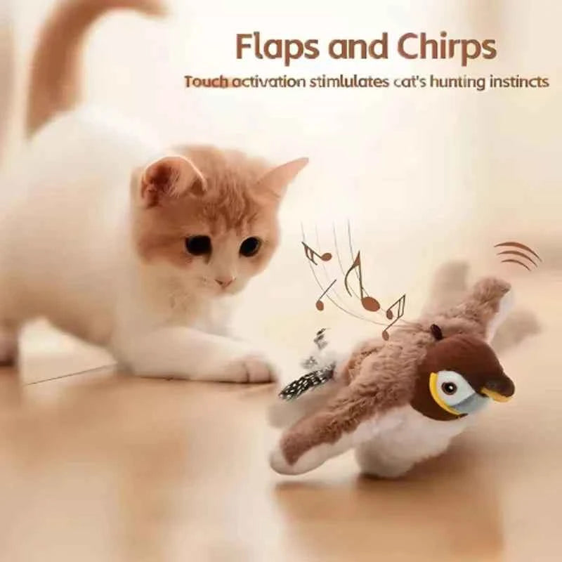 Pet Toy Hot Simulated Bird Cat Toy Interactive Toys Dog Rechargeable Chirping Flapping Bird(no Flying) Touch Activated Plush