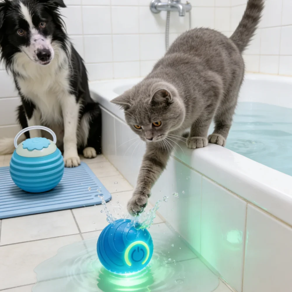 Pet Toy Ball with Tail Rope,Smart Automatic Pet Chase Ball Toy, Upgraded Speedy Tail Kitten Toy for Bored Indoor Adult Pets