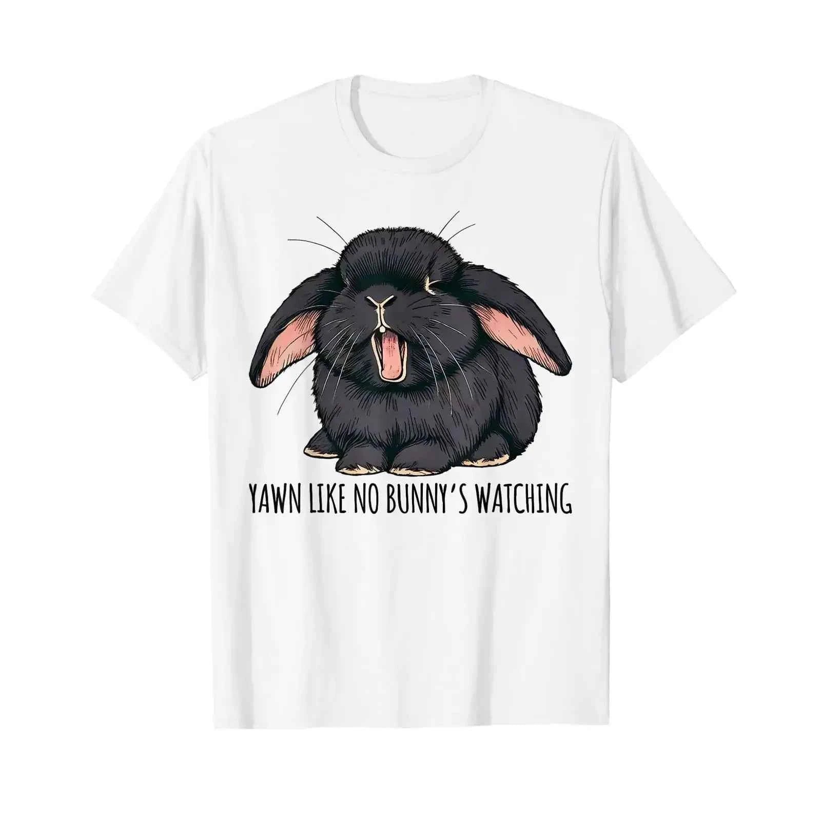 Cute Sleepy Holland Lop Rabbit Gawn Like No Bunny's Watching T Shirt vintage Washed Versatile Unisex fashion homme
