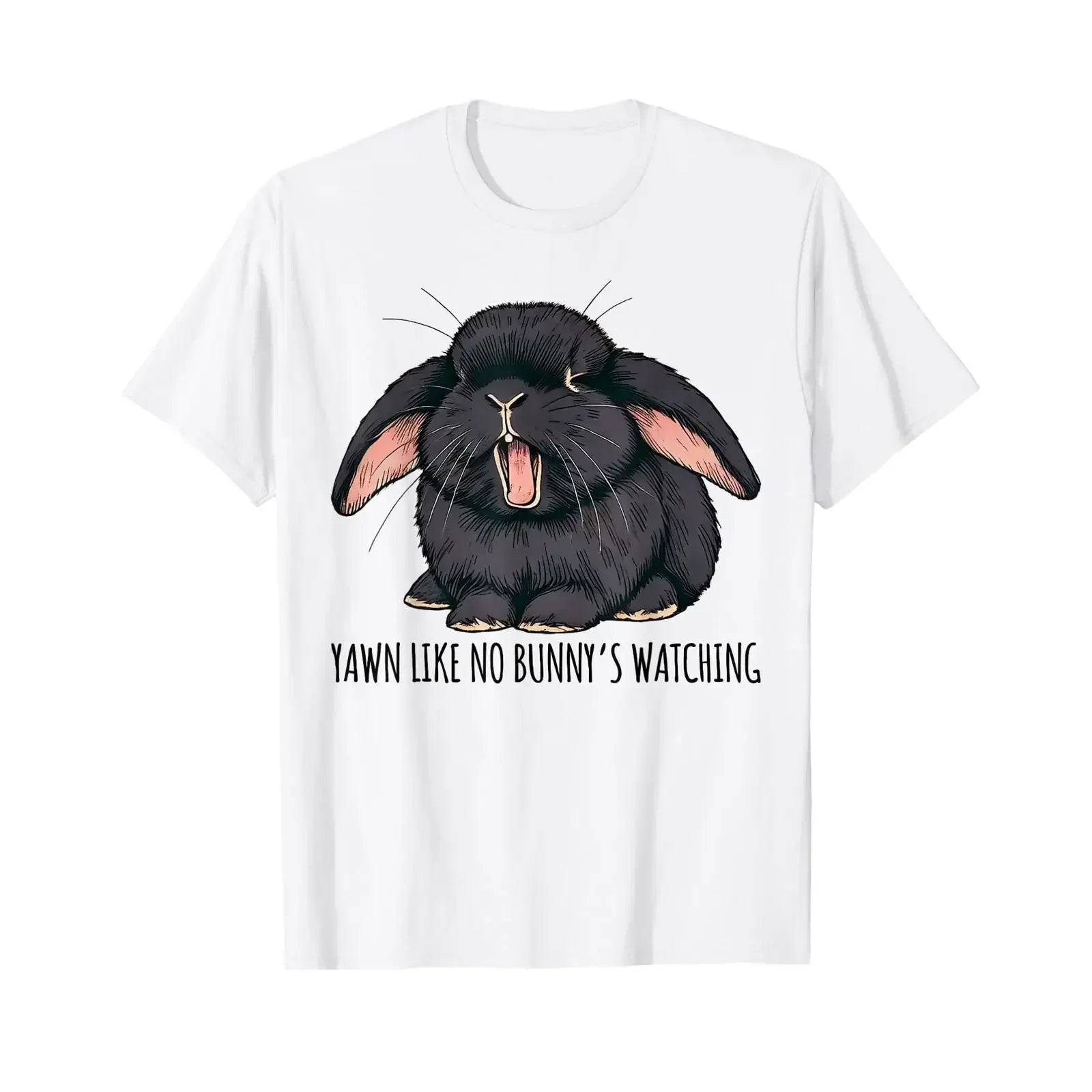 Cute Sleepy Holland Lop Rabbit Gawn Like No Bunny's Watching T Shirt vintage Washed Versatile Unisex fashion homme