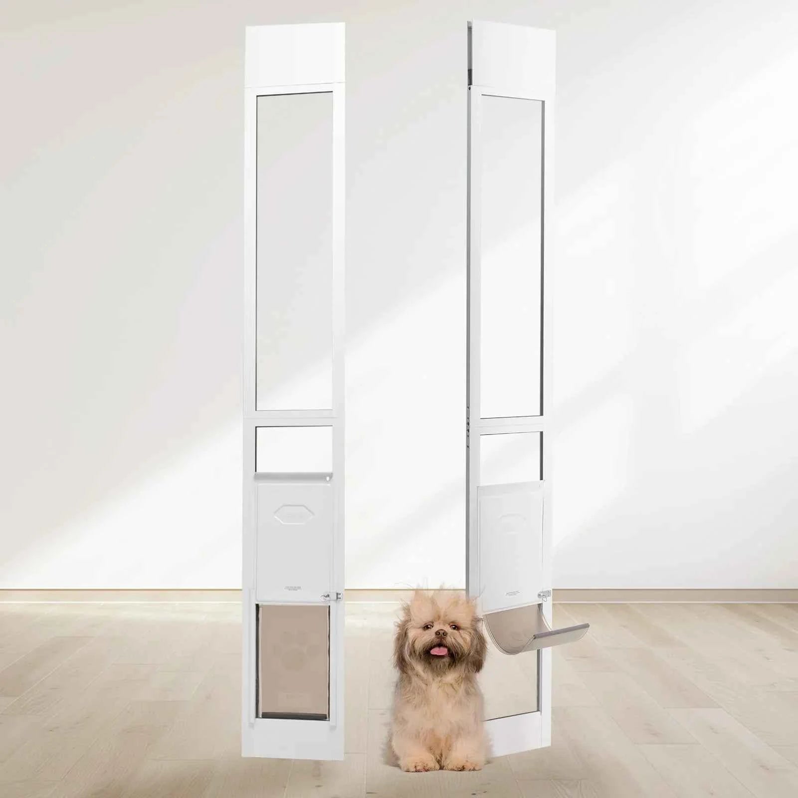 SucceBuy Sliding Glass Pet Door - Adjustable 76-81" Aluminum Frame
