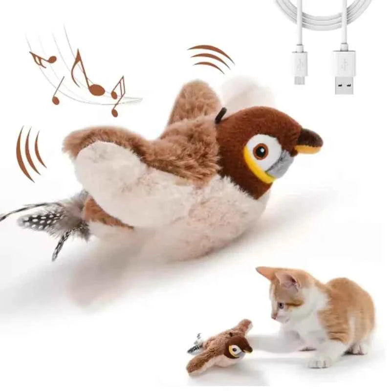 Pet Toy Hot Simulated Bird Cat Toy Interactive Toys Dog Rechargeable Chirping Flapping Bird(no Flying) Touch Activated Plush