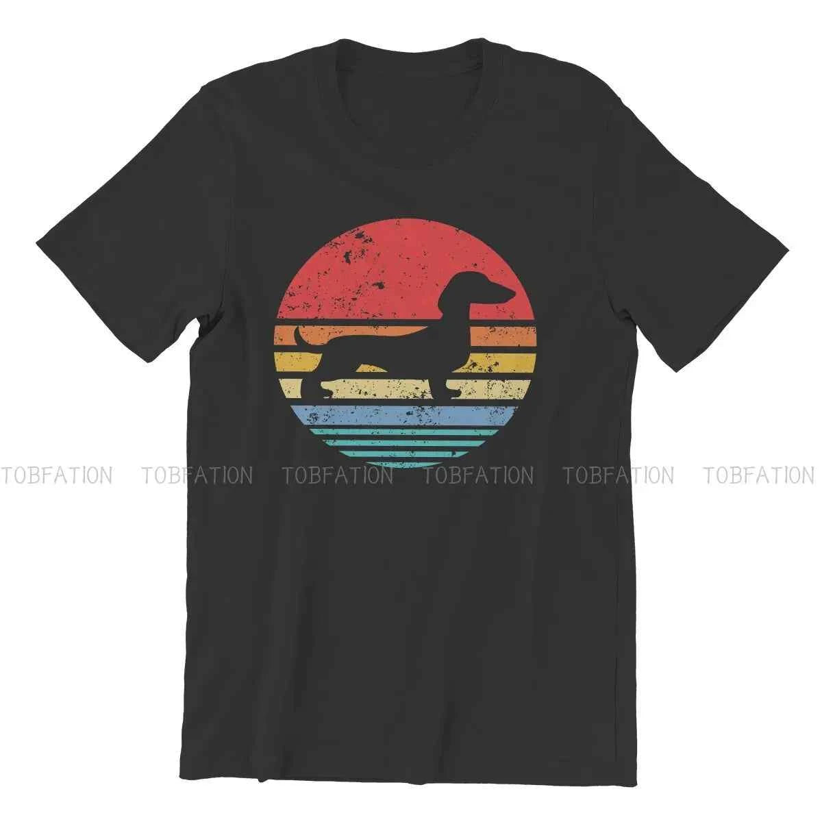 Dachshund Retro Sunset Daschund Unique Polyester TShirt Sausage Dog Comfortable Hip Hop Gift Idea T Shirt Short Sleeve