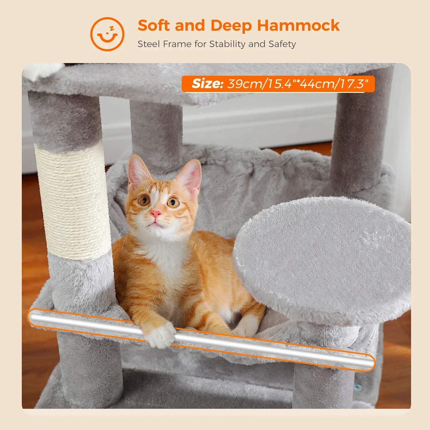 PAWZ Road 72" Large Cat Tree Tower with Hammock and Condo