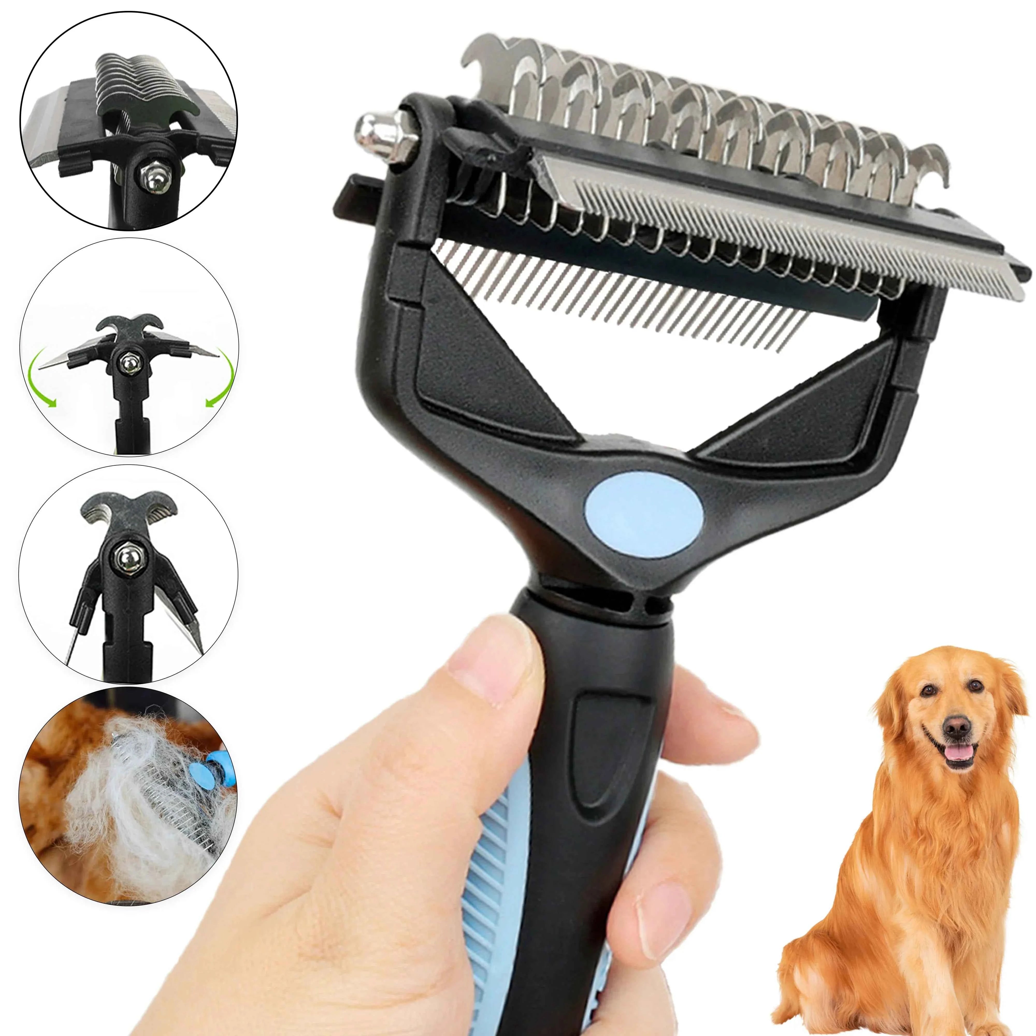 3 In 1 Pet Deshedding Brush Dog Hair Remover Pet Fur Knot Cutter