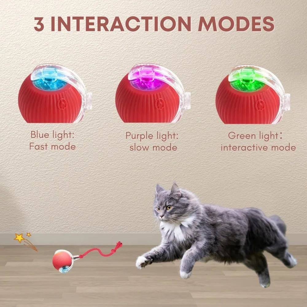 Pet Toy Ball with Tail Rope,Smart Automatic Pet Chase Ball Toy, Upgraded Speedy Tail Kitten Toy for Bored Indoor Adult Pets