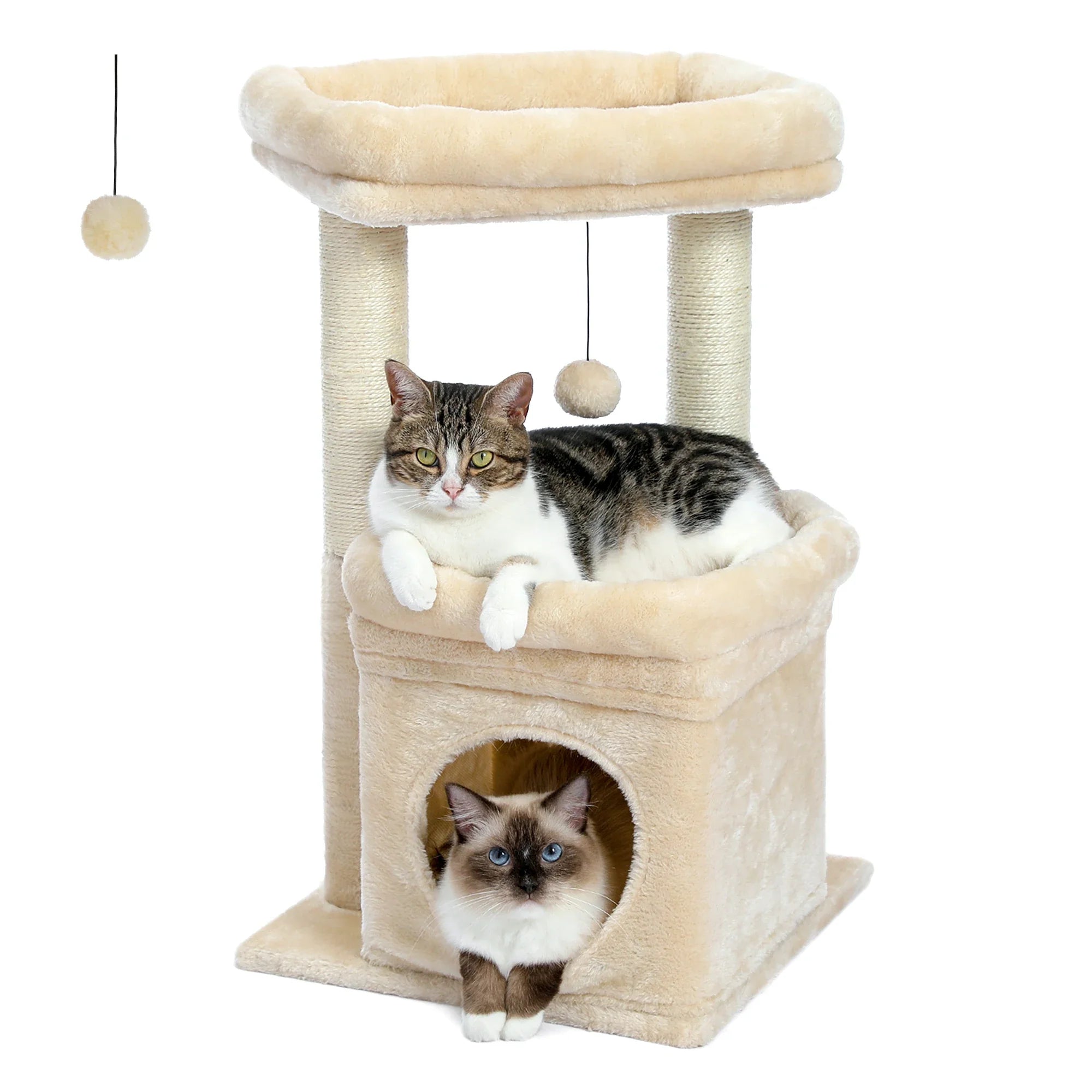 PEQULTI Cat Tree Tower with Condo and Sisal Scratching Posts