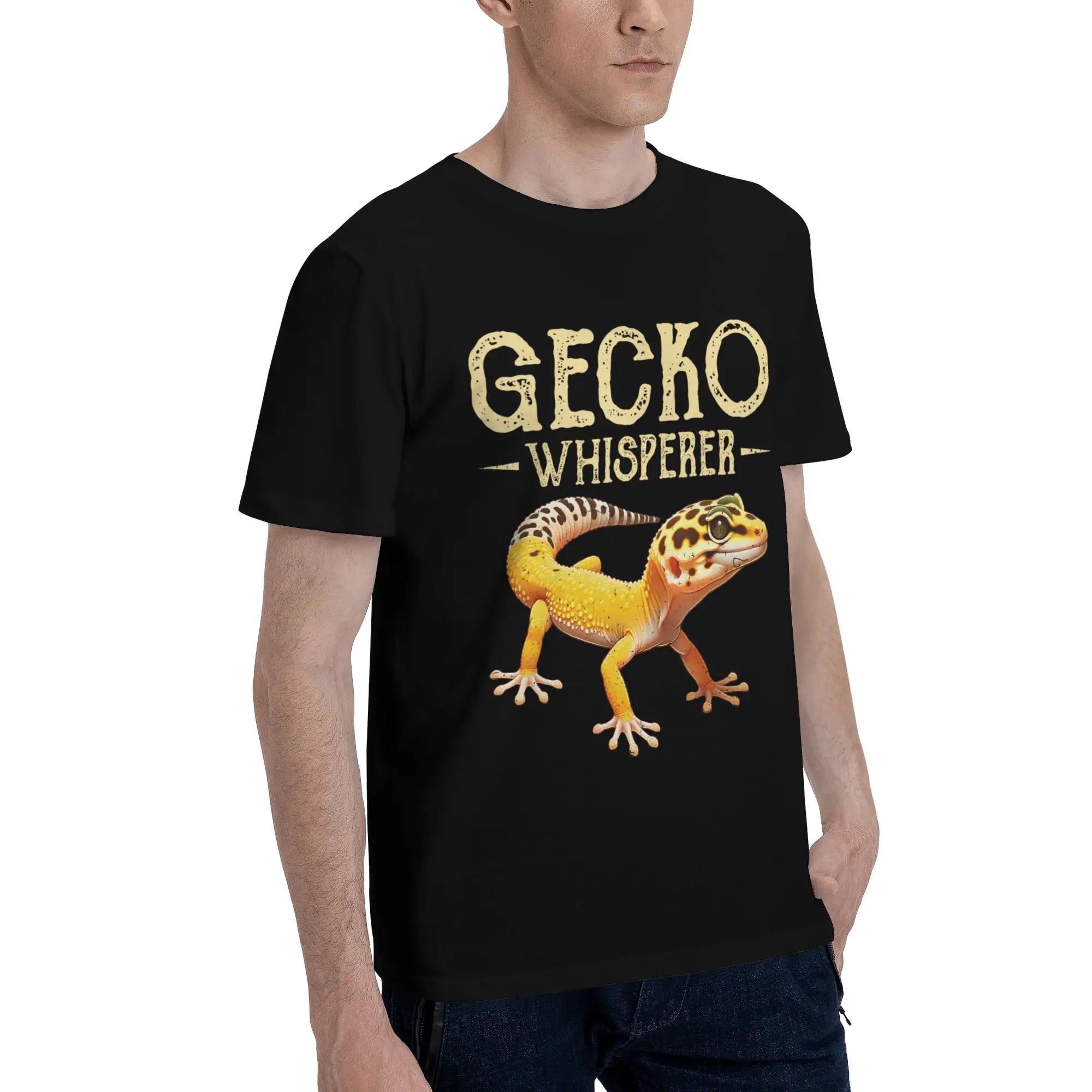 Gecko Whisperer Lizard Reptile Lover Cute Leopard Gecko Men T-Shirt Clothes Tees Short Sleeve fugees 100% Cotton