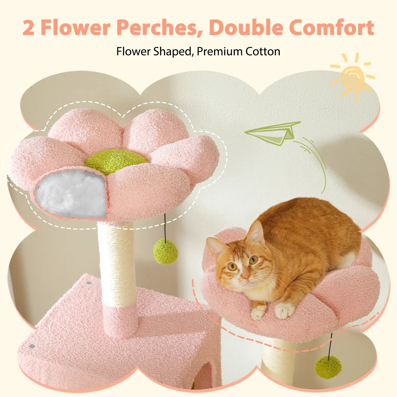 Pequlti 72" Multi-Level Cat Tree Tower with Condo & Hammock