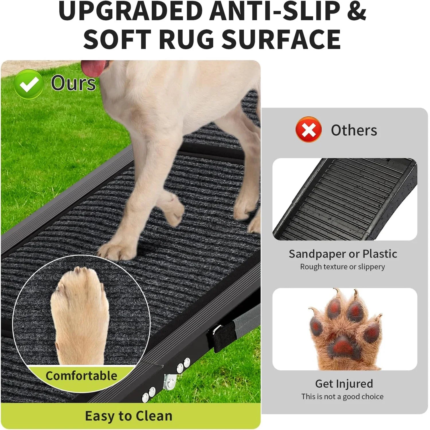 HiMISS Folding Aluminum Dog Ramp - Non-Slip Portable Pet Ramp