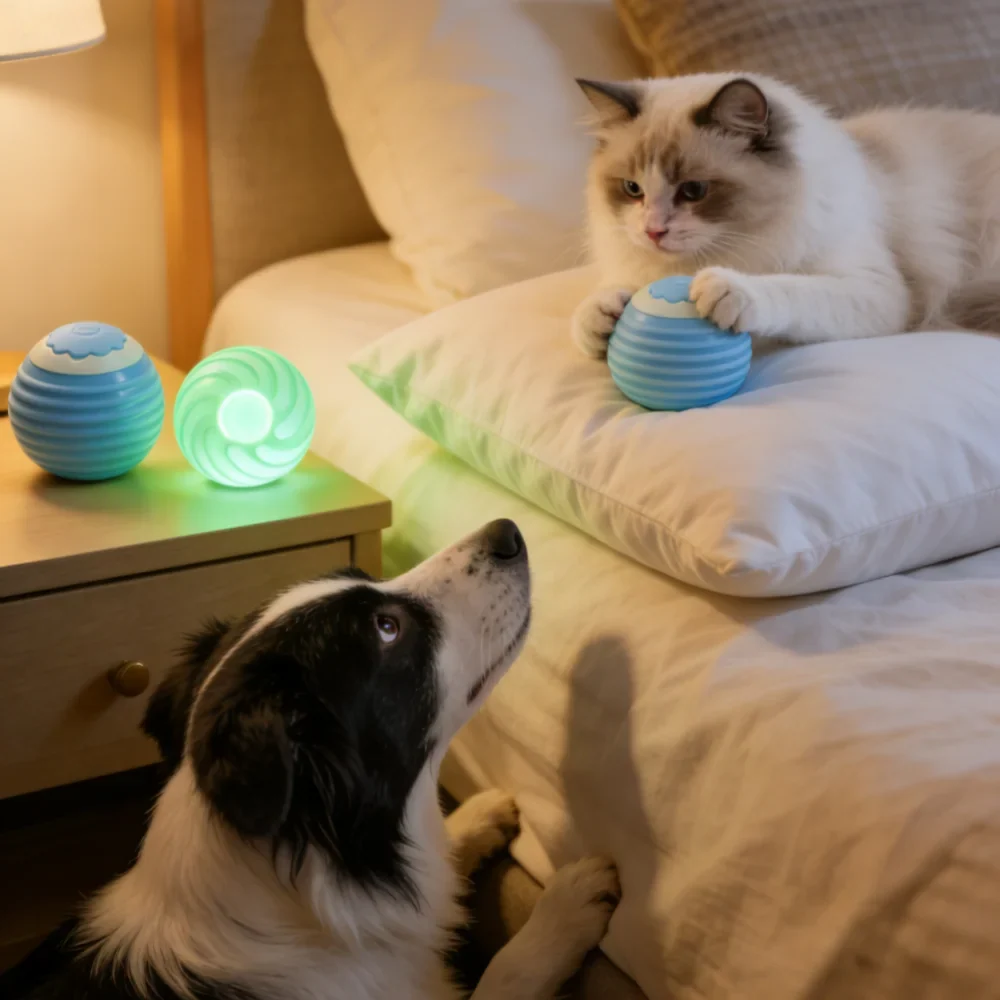 Pet Toy Ball with Tail Rope,Smart Automatic Pet Chase Ball Toy, Upgraded Speedy Tail Kitten Toy for Bored Indoor Adult Pets