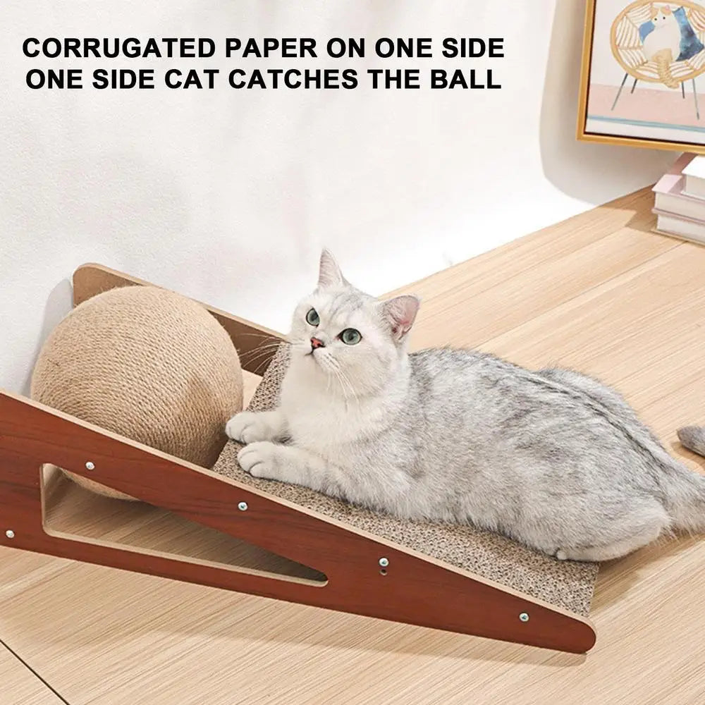 Natural Sisal Cat Scratcher Toy with Ball - 15.75" Durable Board