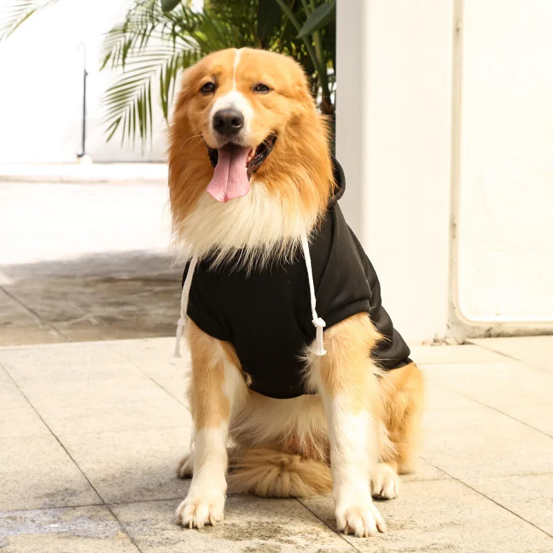 Pet Hoodies for Large Dogs Spring and Autumn Fleece Golden Retriever Sweatshirt with Hat and Zip Pocket Pet Clothing