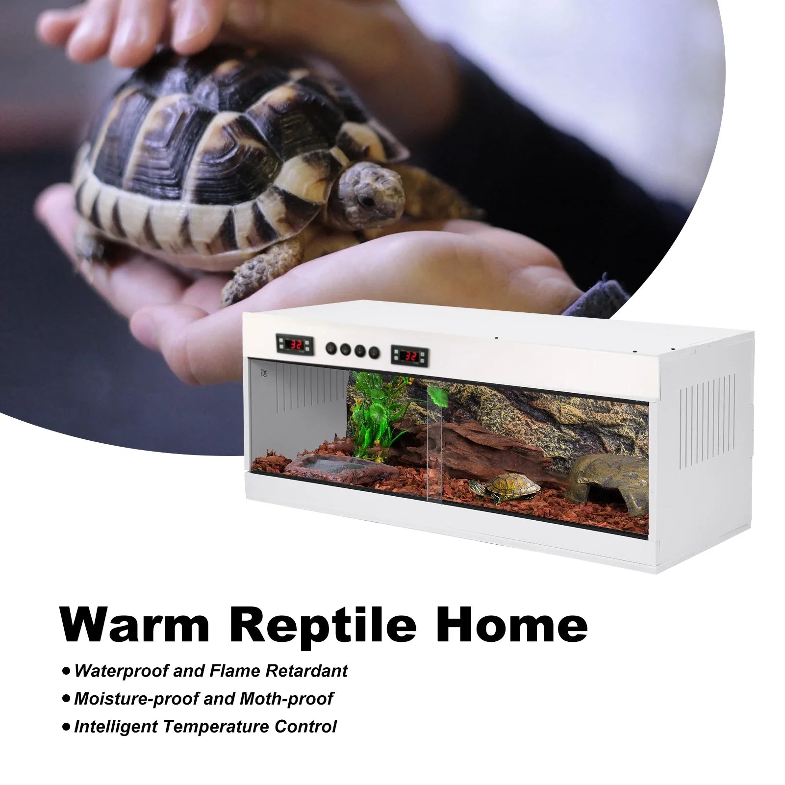 Stackable Reptile Terrarium, PVC Bearded Dragon Enclosure – Tempered Glass Tank for Amphibians Reptilians Arachnids Pets Habitat