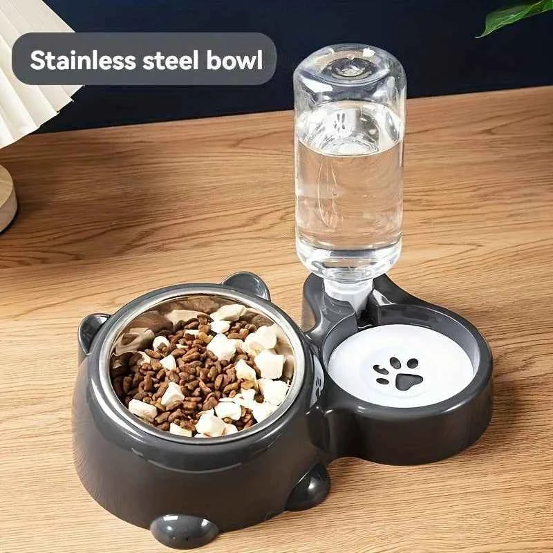 Pet Bowls With Water Feeder, 3 In 1 Water Bottle For Neck Protection