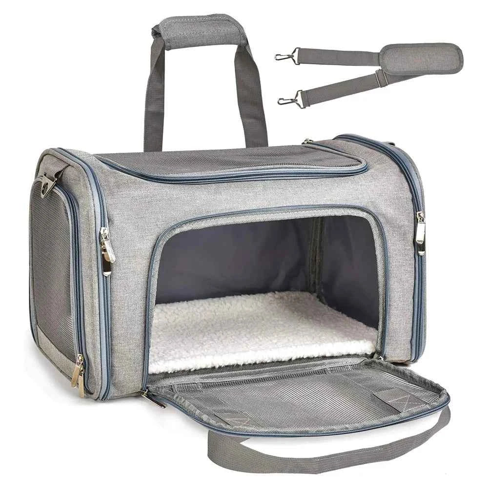 Collapsible Soft-Sided Pet Carrier for Cats and Dogs up to 15lbs