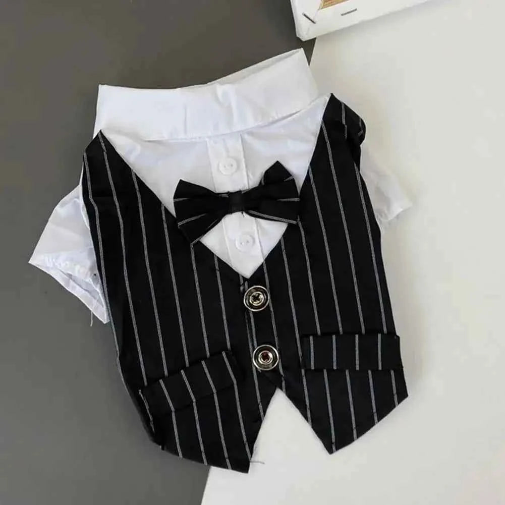 English Style Gentleman Dog Dress Puppy Suit with Tie for Formal Occasions Four Seasons Wedding Pet Photo Teddy Clothes