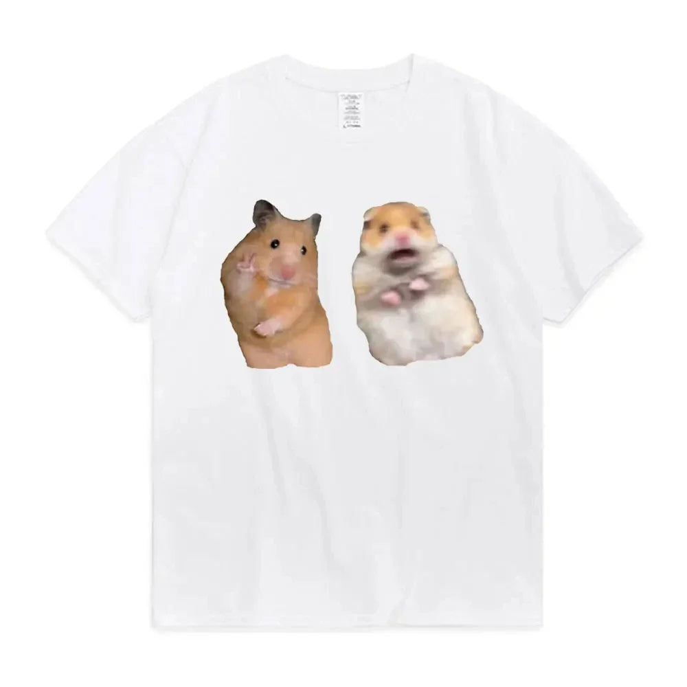 Funny Peace Sign and Screaming Hamster T-Shirt Lovers Gift Rodent Cavy Boys Girls Tee Shirts Summer Cotton Short Sleeve TShirt