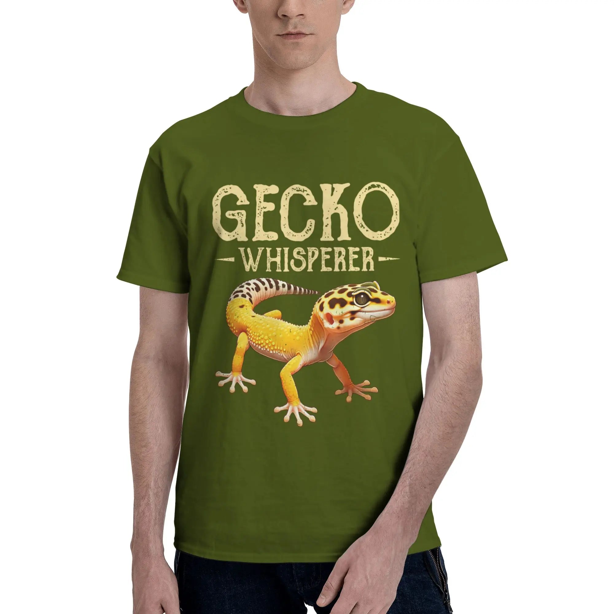 Gecko Whisperer Lizard Reptile Lover Cute Leopard Gecko Men T-Shirt Clothes Tees Short Sleeve fugees 100% Cotton