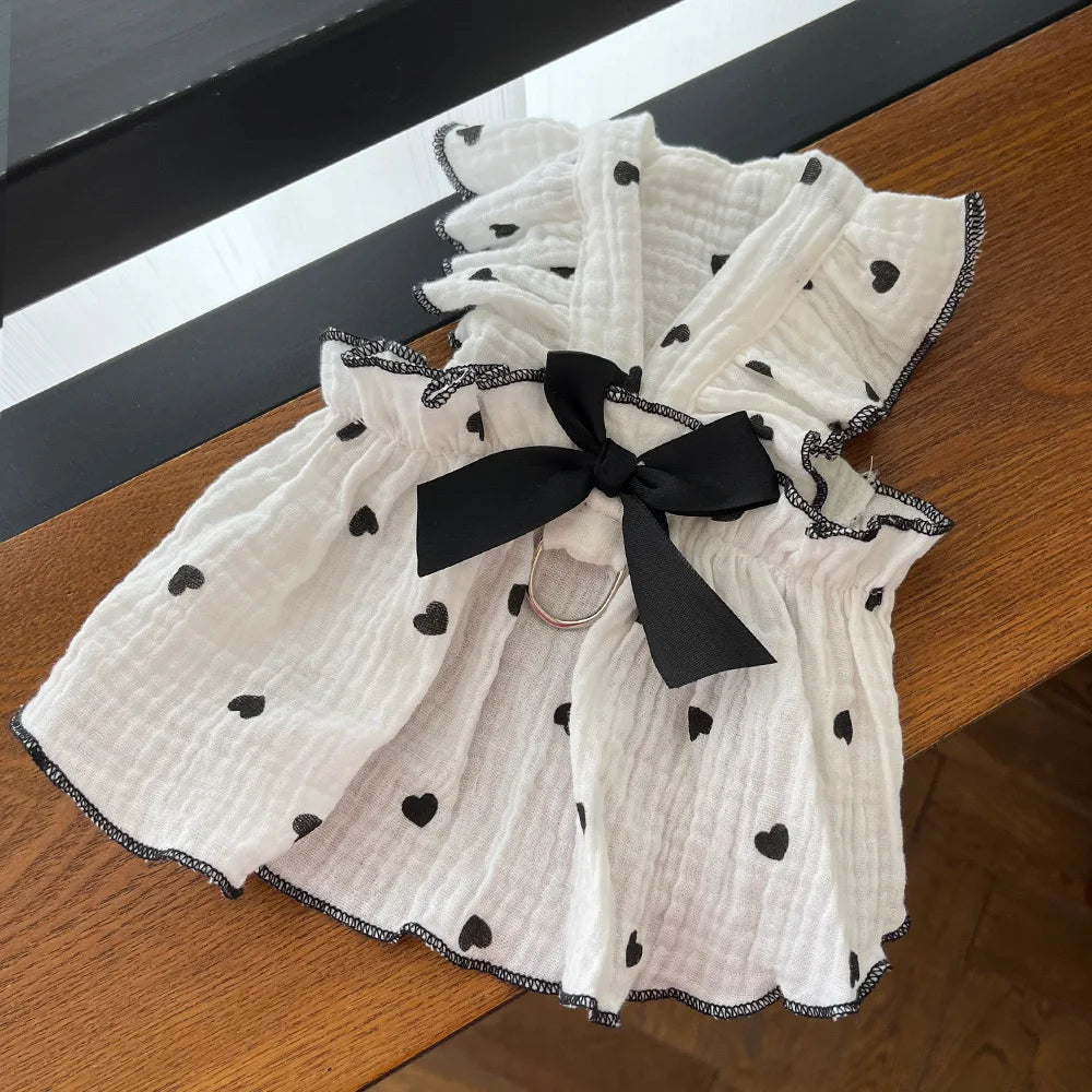 Pet dresses clothes for spring and summer dogs cats teddy bears Pomeranians plush toys hearts all cotton fabric