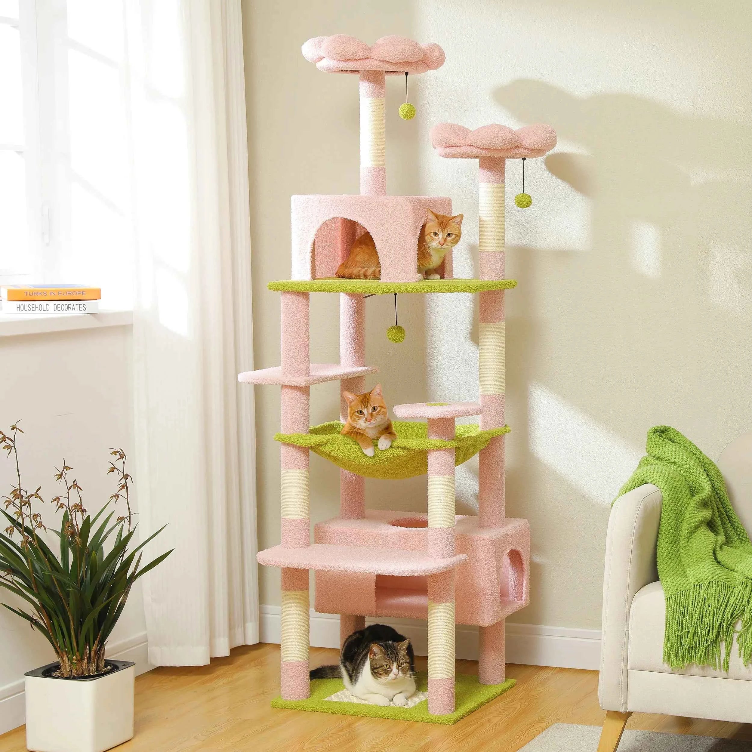 Pequlti 72" Multi-Level Cat Tree Tower with Condo & Hammock