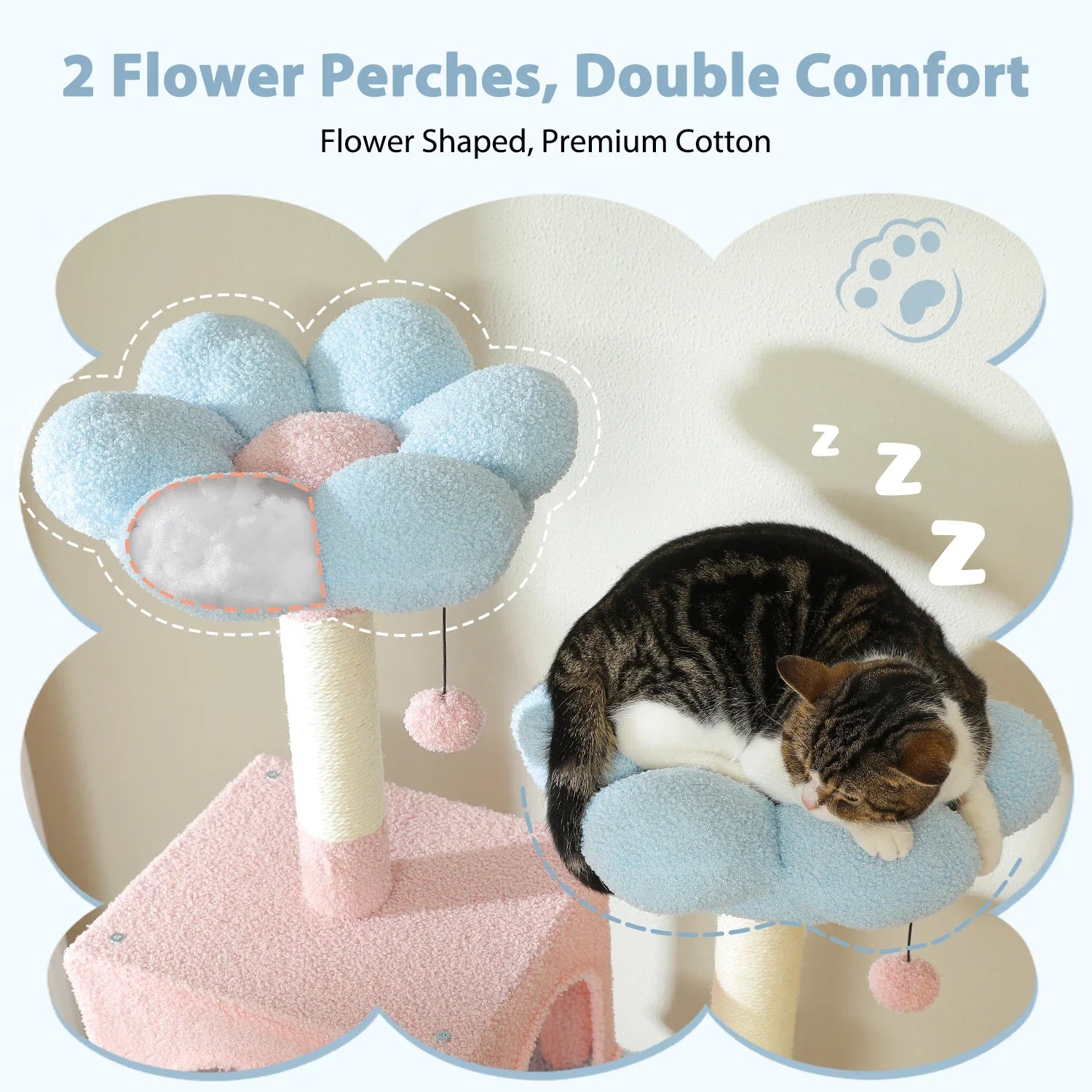 Pequlti 72" Multi-Level Cat Tree Tower with Condo & Hammock