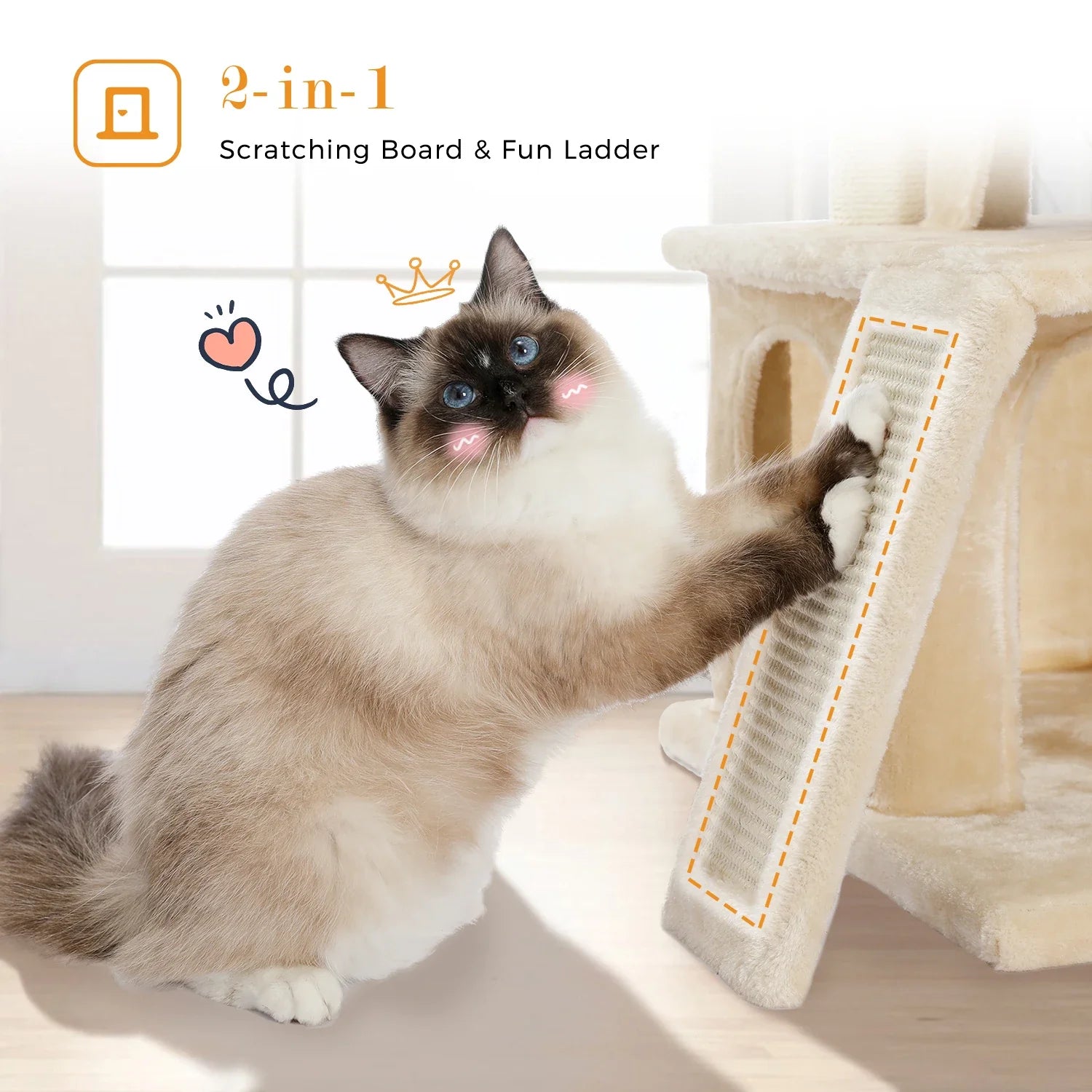 Pequlti Multi-Level Cat Tree Tower with Condo and Hammock