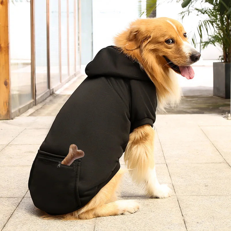 Pet Hoodies for Large Dogs Spring and Autumn Fleece Golden Retriever Sweatshirt with Hat and Zip Pocket Pet Clothing
