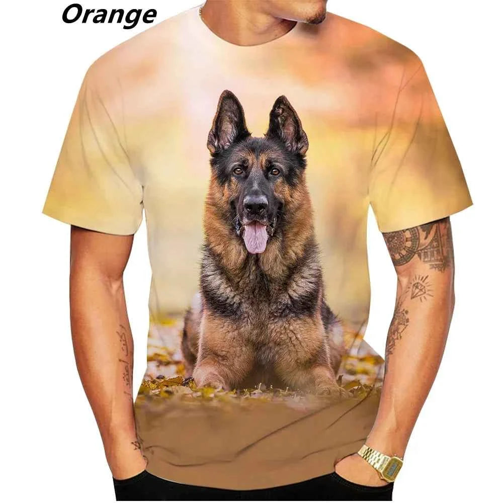 New Design Cute Pet Dog German Shepherd 3D Print T-shirt Funny Stylish Mens and Womens Casual Short Sleeves Personality T-shirt