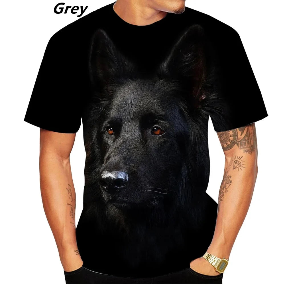 New Design Cute Pet Dog German Shepherd 3D Print T-shirt Funny Stylish Mens and Womens Casual Short Sleeves Personality T-shirt