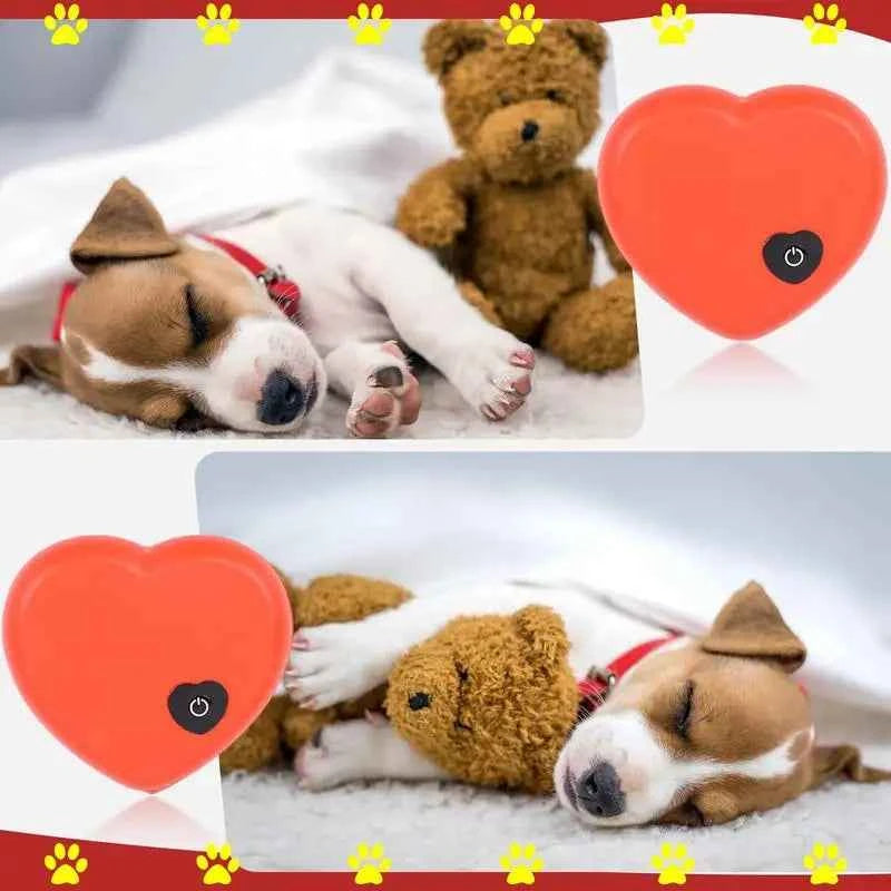 Realistic Heartbeat Simulator - Calming Puppy Toy Red 2.6"